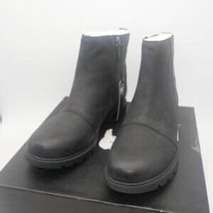 NEW SOREL Women's 7.5 Emelie III Zip Ankle Boots Leather Black